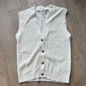 H&M Cream V-Neck Sweater Vest